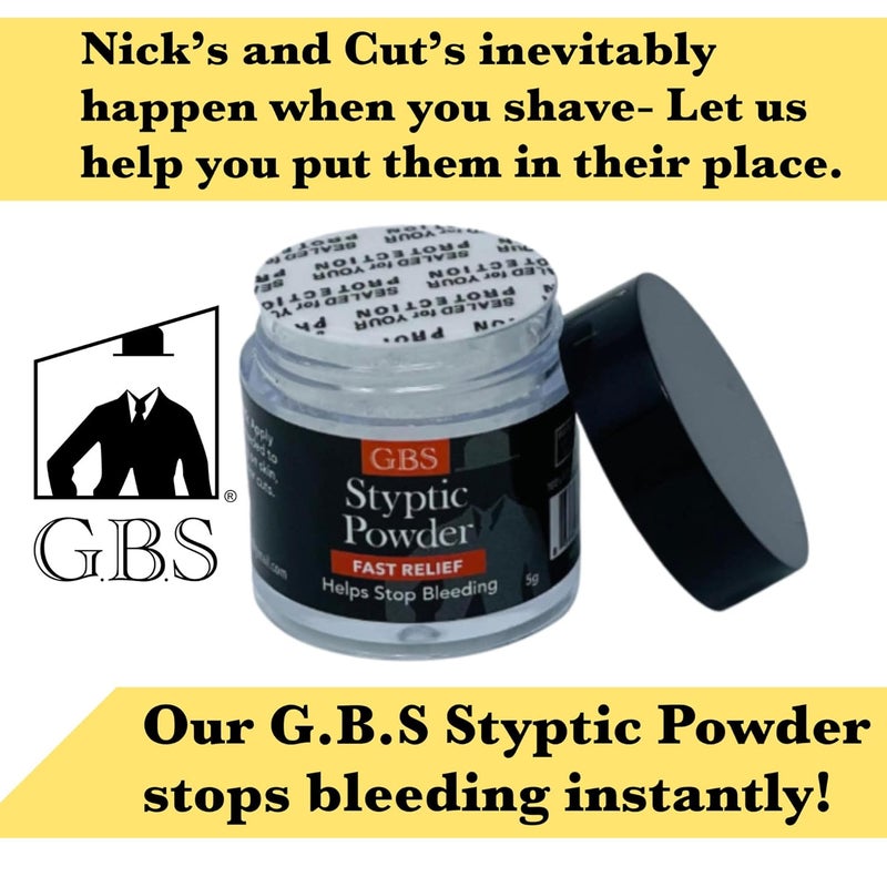 GBS GENTS Styptic Powder .18 oz Twist off Cap and Protective Seal, Pack of 3 - Image 5